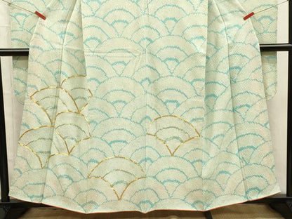 平和屋着物■豪華振袖　総絞り　駒刺繍　青海波　正絹　逸品　DABJ2530ya