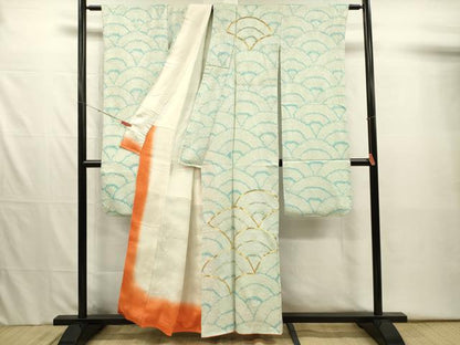 平和屋着物■豪華振袖　総絞り　駒刺繍　青海波　正絹　逸品　DABJ2530ya