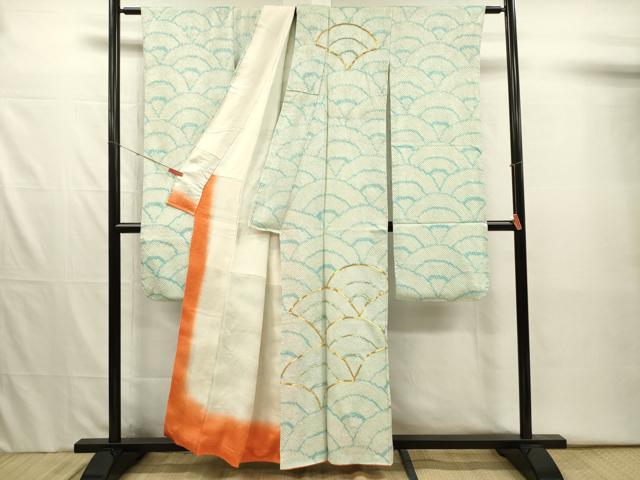 平和屋着物■豪華振袖　総絞り　駒刺繍　青海波　正絹　逸品　DABJ2530ya