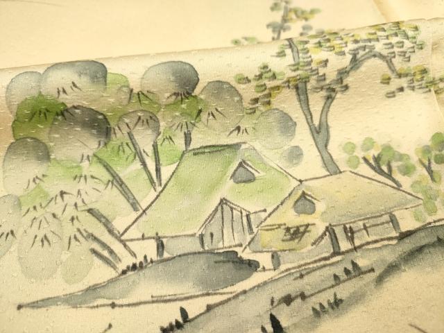 平和屋着物■訪問着　手描き　風景花文　暈し染め　正絹　逸品　DABJ2532ya