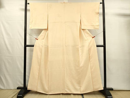 平和屋着物■上質な色無地　扇面花地紋　蜂蜜色　正絹　逸品　DABJ2535ya