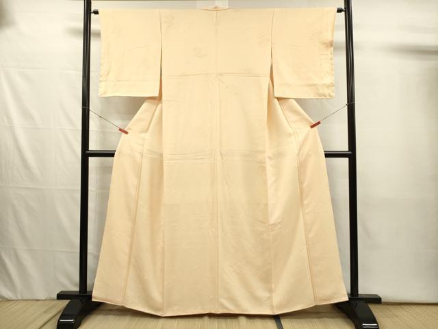 平和屋着物■上質な色無地　扇面花地紋　蜂蜜色　正絹　逸品　DABJ2535ya