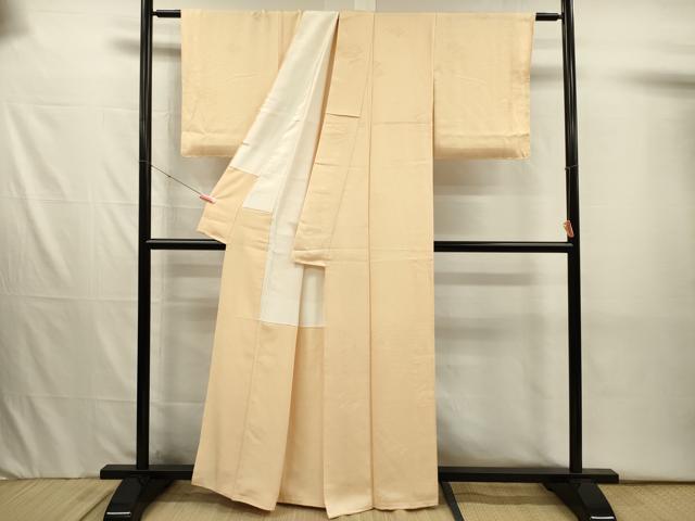 平和屋着物■上質な色無地　扇面花地紋　蜂蜜色　正絹　逸品　DABJ2535ya