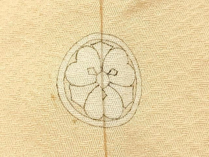 平和屋着物■上質な色無地　扇面花地紋　蜂蜜色　正絹　逸品　DABJ2535ya