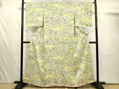 平和屋着物■上質な小紋　舞葉文　正絹　逸品　DABJ2536ya