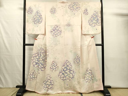 平和屋着物■訪問着　草花文　暈し染め　銀彩　正絹　逸品　DABJ2538ya
