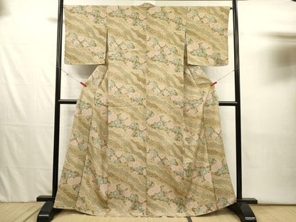 平和屋着物■上質な小紋　道長花文　鹿の子　正絹　逸品　DABJ2545ya