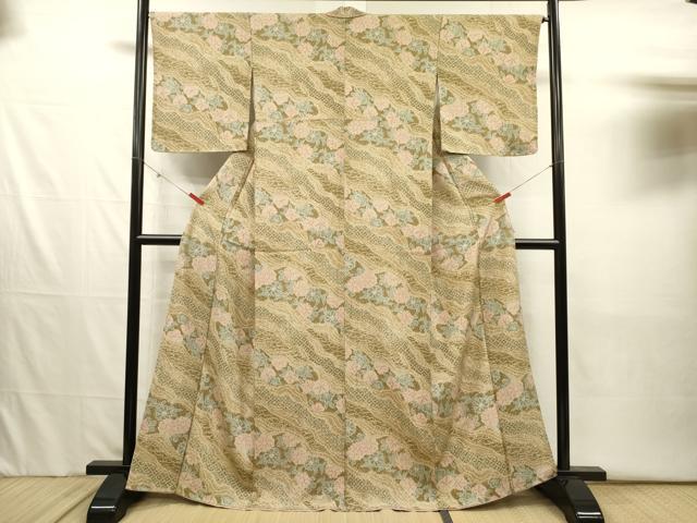 平和屋着物■上質な小紋　道長花文　鹿の子　正絹　逸品　DABJ2545ya