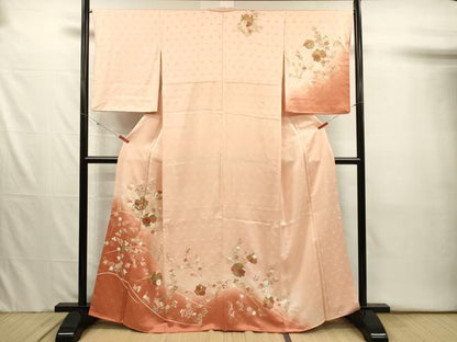 平和屋着物■訪問着　刺繍　草花丸文　暈し染め　金彩　正絹　逸品　DABJ2550ya