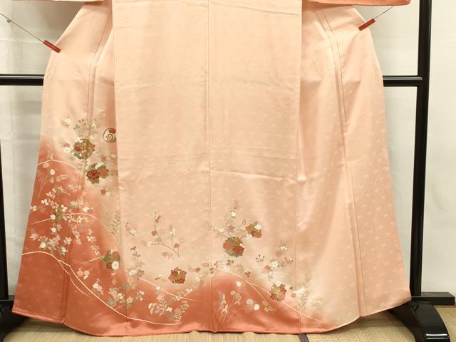 平和屋着物■訪問着　刺繍　草花丸文　暈し染め　金彩　正絹　逸品　DABJ2550ya