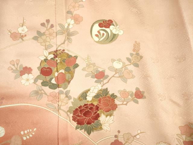 平和屋着物■訪問着　刺繍　草花丸文　暈し染め　金彩　正絹　逸品　DABJ2550ya