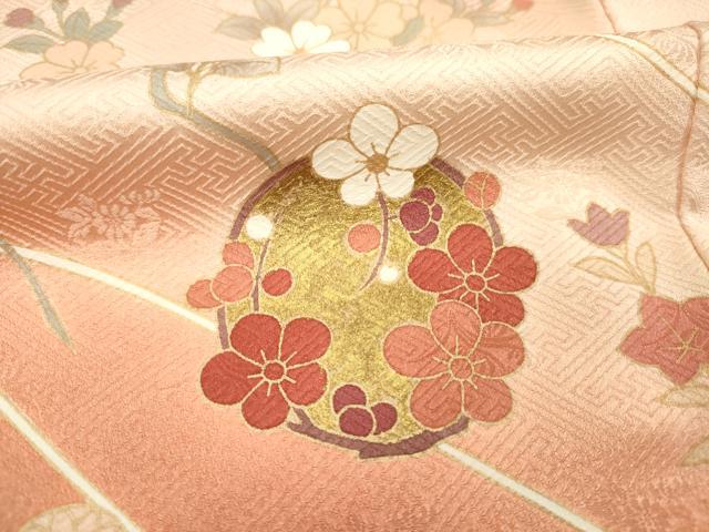平和屋着物■訪問着　刺繍　草花丸文　暈し染め　金彩　正絹　逸品　DABJ2550ya
