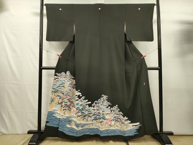 平和屋着物■豪華黒留袖　作家物　立波花松文　枝梅　正絹　逸品　DABJ2557ya