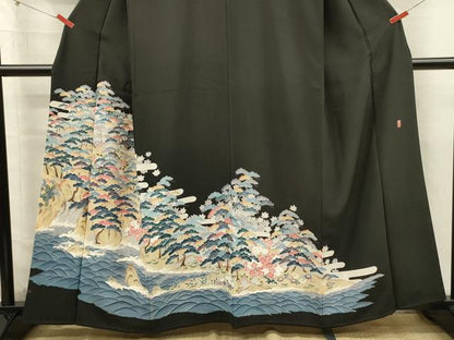 平和屋着物■豪華黒留袖　作家物　立波花松文　枝梅　正絹　逸品　DABJ2557ya