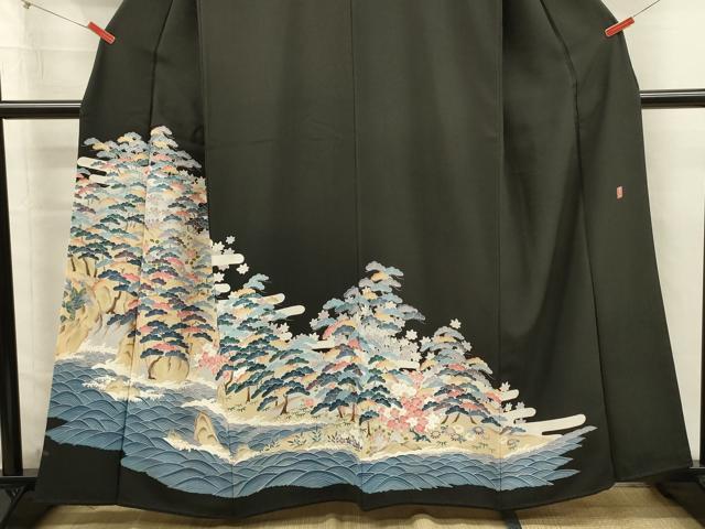 平和屋着物■豪華黒留袖　作家物　立波花松文　枝梅　正絹　逸品　DABJ2557ya
