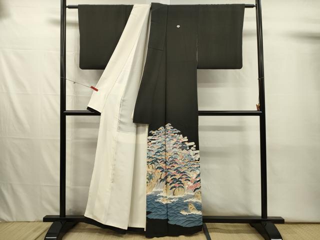 平和屋着物■豪華黒留袖　作家物　立波花松文　枝梅　正絹　逸品　DABJ2557ya