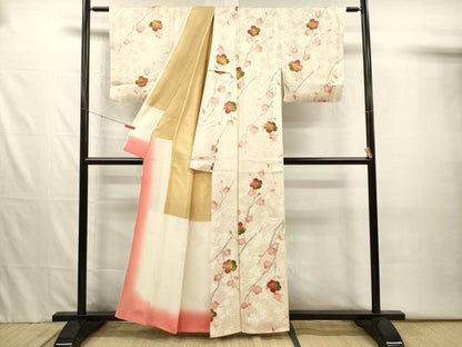平和屋着物■上質な小紋　絞り　枝花文　正絹　逸品　DABJ2558ya
