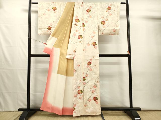 平和屋着物■上質な小紋　絞り　枝花文　正絹　逸品　DABJ2558ya