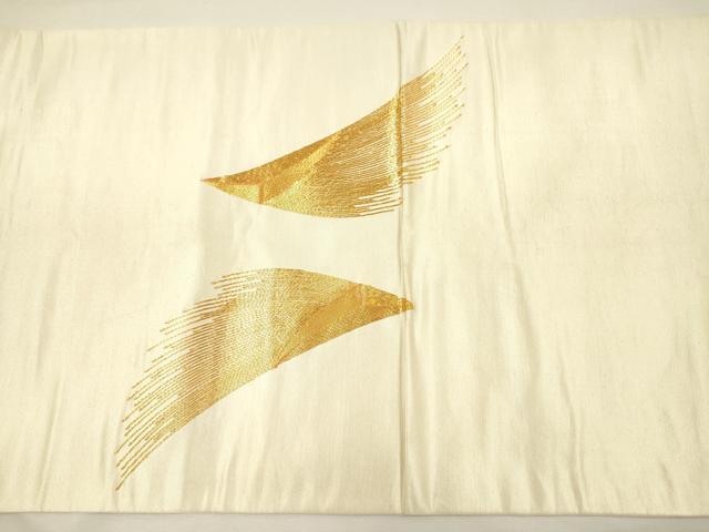 平和屋着物◎太鼓柄袋帯　総駒刺繍　飛鶴文　正絹　逸品　DABJ2561ya