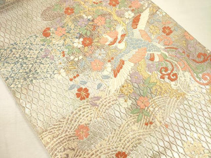平和屋着物◎六通柄袋帯　唐織　鳳凰花文　金銀糸　正絹　逸品　DABJ2563ya