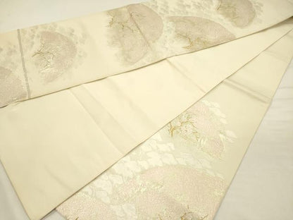 平和屋着物◎六通柄袋帯　唐織　桜　金銀糸　正絹　逸品　DABJ2564ya