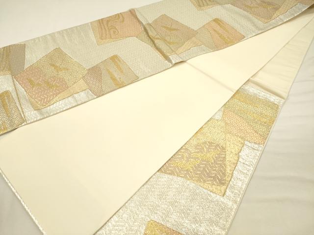 平和屋着物◎六通柄袋帯　色紙重ね飛鶴文　金銀糸　正絹　逸品　DABJ2578ya