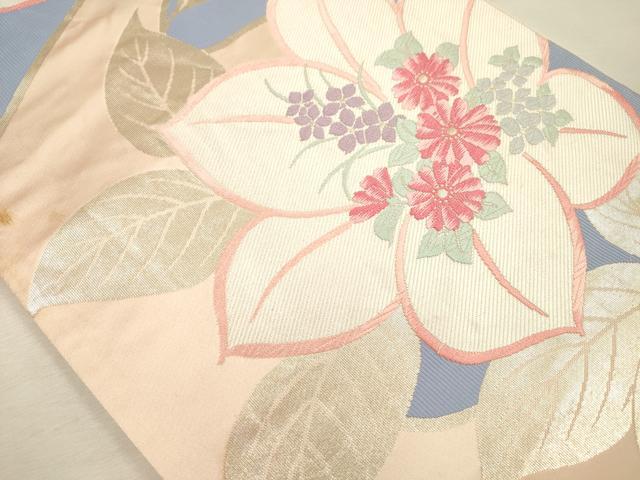 平和屋着物◎六通柄袋帯　唐織　草花文　金糸　正絹　逸品　DABJ2584ya