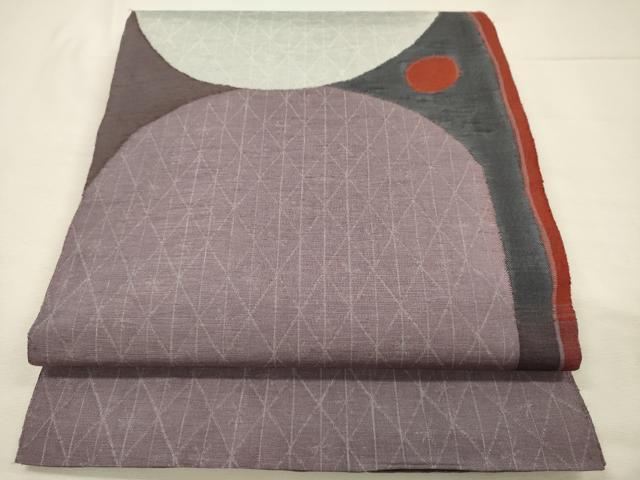 平和屋着物◎太鼓柄袋帯　紬地　抽象文様　正絹　逸品　DABJ2600ya