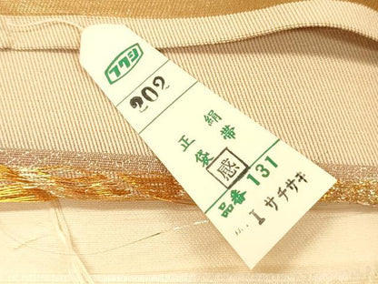平和屋着物◎西陣　六通柄袋帯　双鶴花菱文　金糸　証紙付き　正絹　逸品　DABJ2605ya