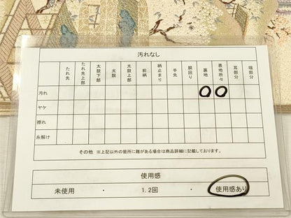 平和屋着物◎綴れ　太鼓柄袋帯　唐織　風景花文　金糸　正絹　逸品　DABJ2610ya