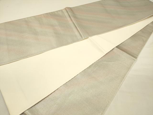 平和屋着物◎全通柄袋帯　霞間道　プラチナ　染の柳流　正絹　逸品　DABJ2616ya