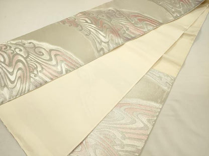 平和屋着物◎六通柄袋帯　立波文　銀糸　正絹　逸品　DABJ2617ya