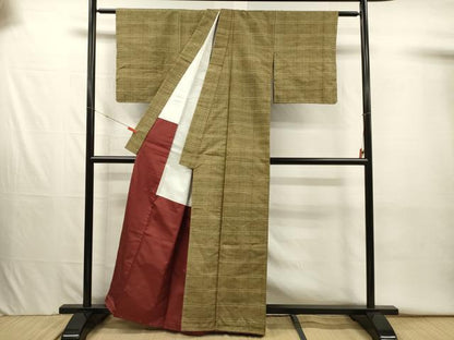 平和屋着物■上質な紬　横段文　正絹　逸品　DABJ2623ya