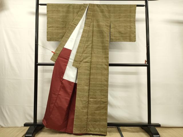 平和屋着物■上質な紬　横段文　正絹　逸品　DABJ2623ya
