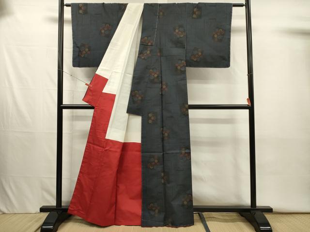 平和屋着物■本場大島紬　9マルキ　色紙重ね花文　正絹　逸品　未使用　DABJ2624ya