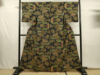 平和屋着物■本場大島紬　7マルキ　扇散らし　正絹　逸品　DABJ2625ya