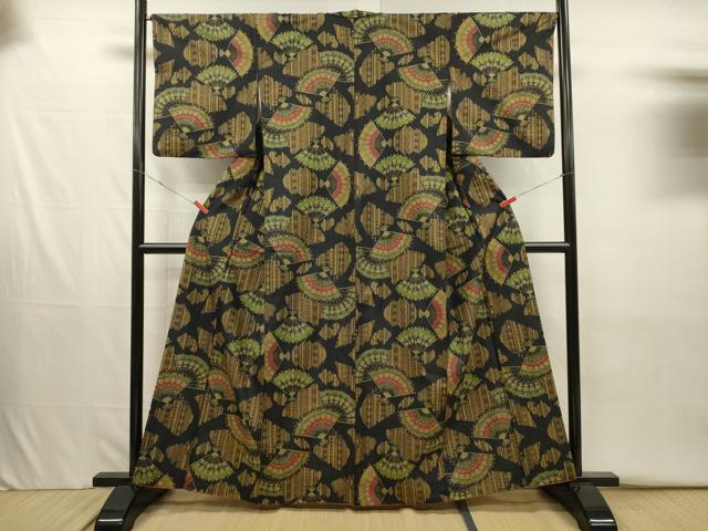 平和屋着物■本場大島紬　7マルキ　扇散らし　正絹　逸品　DABJ2625ya