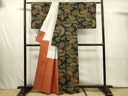 平和屋着物■本場大島紬　7マルキ　扇散らし　正絹　逸品　DABJ2625ya