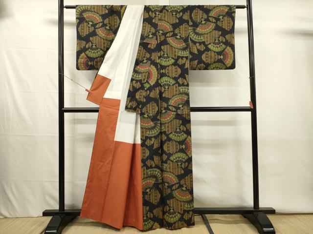 平和屋着物■本場大島紬　7マルキ　扇散らし　正絹　逸品　DABJ2625ya