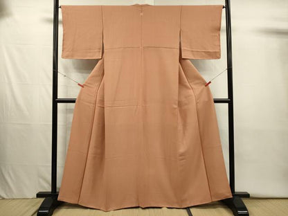 平和屋着物■上質な色無地　霞地紋　胡桃色　正絹　逸品　DABJ2626ya
