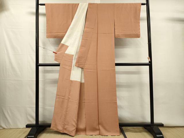 平和屋着物■上質な色無地　霞地紋　胡桃色　正絹　逸品　DABJ2626ya