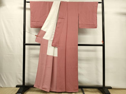 平和屋着物■上質な色無地　霞地紋　真赭色　正絹　逸品　DABJ2627ya