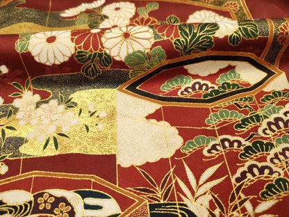 平和屋着物■松尾光琳　色留袖　駒刺繍　飛鶴貝桶花文　誰が袖　金彩　正絹　逸品　DABJ2631ya