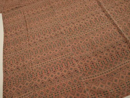 平和屋着物■上質な小紋　抽象横段文　鬼しぼ縮緬　正絹　逸品　DABJ2632ya
