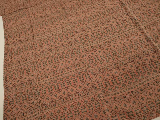 平和屋着物■上質な小紋　抽象横段文　鬼しぼ縮緬　正絹　逸品　DABJ2632ya