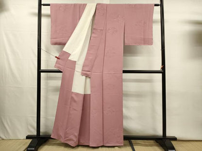 平和屋着物■上質な色無地　花青海波地紋　珊瑚色　正絹　逸品　DABJ2633ya