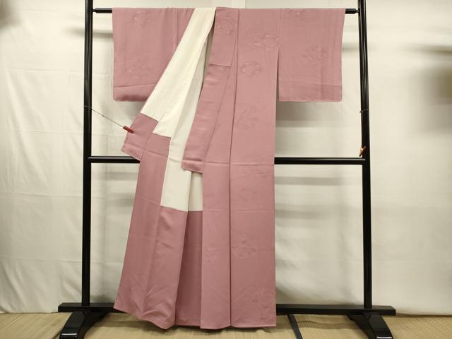 平和屋着物■上質な色無地　花青海波地紋　珊瑚色　正絹　逸品　DABJ2633ya