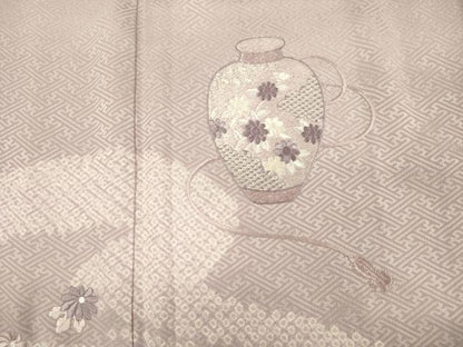 平和屋着物■訪問着　絞り　刺繍　陶器花文　正絹　逸品　DABJ2634ya