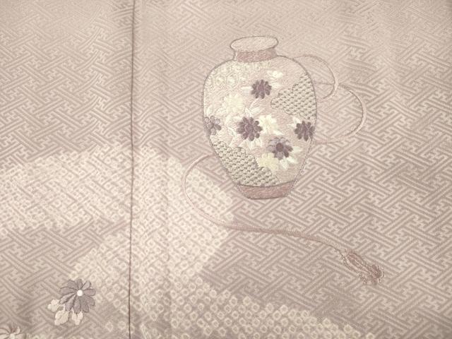 平和屋着物■訪問着　絞り　刺繍　陶器花文　正絹　逸品　DABJ2634ya