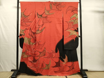 平和屋着物■豪華振袖　駒刺繍　群鶴文　暈し染め　金彩　正絹　逸品　DABJ2635ya